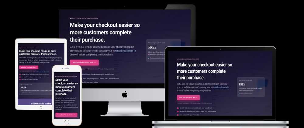 Free website review landing page on a dark background